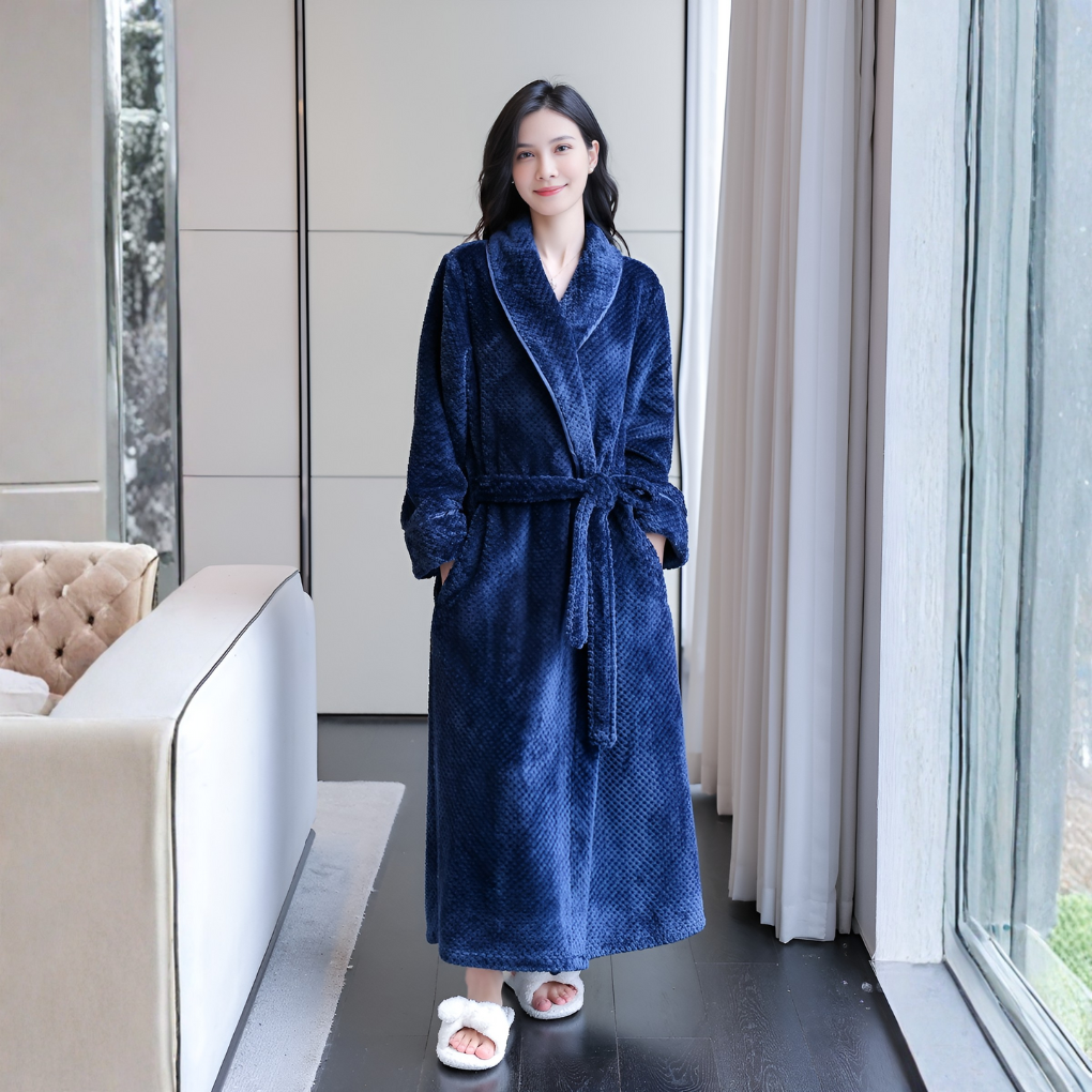 Ultimate comfort in a women's cozy hooded plush robe, perfect for unwinding and lounging.