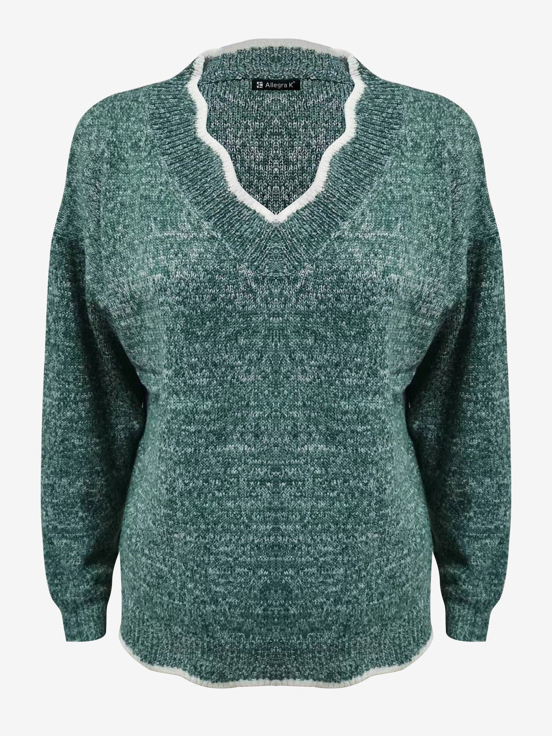 Womens fashion long sleeve V-neck top, comfortable and cozy knit.