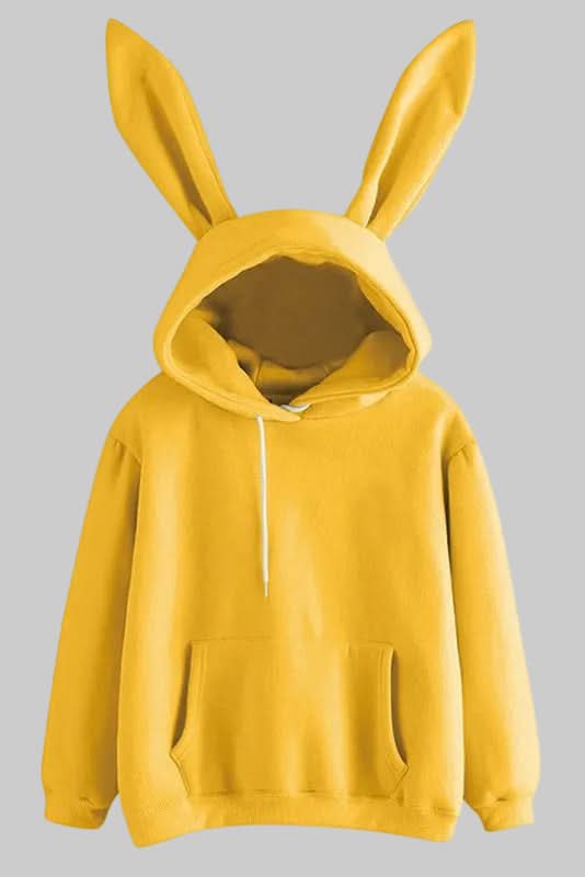 Women's versatile rabbit ear hoodie, a cozy long sleeve pullover for casual wear & playful style.