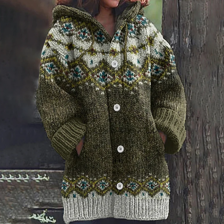 Everyday cozy knit women's cardigan. Soft oversized fit in blue, green, pink & orange for winter.