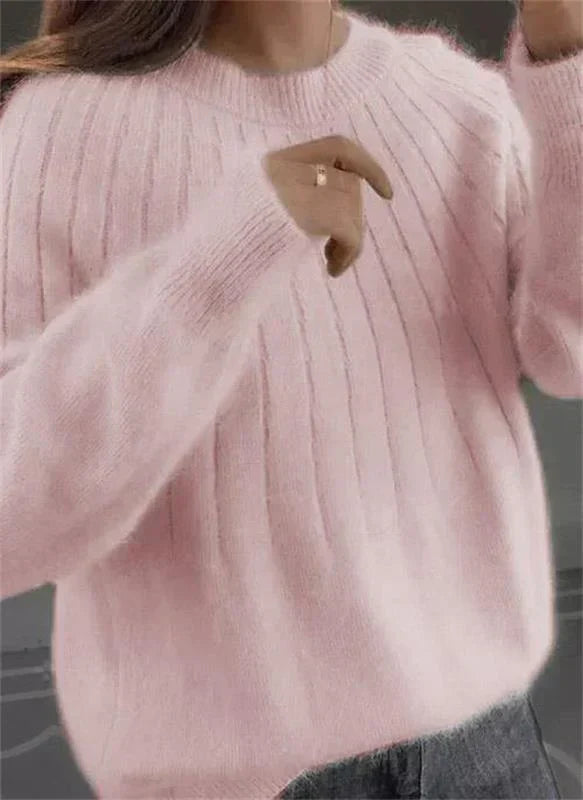 Chic women's textured knit sweater for ultimate warmth and style. Ideal long sleeve top for fall fashion.
