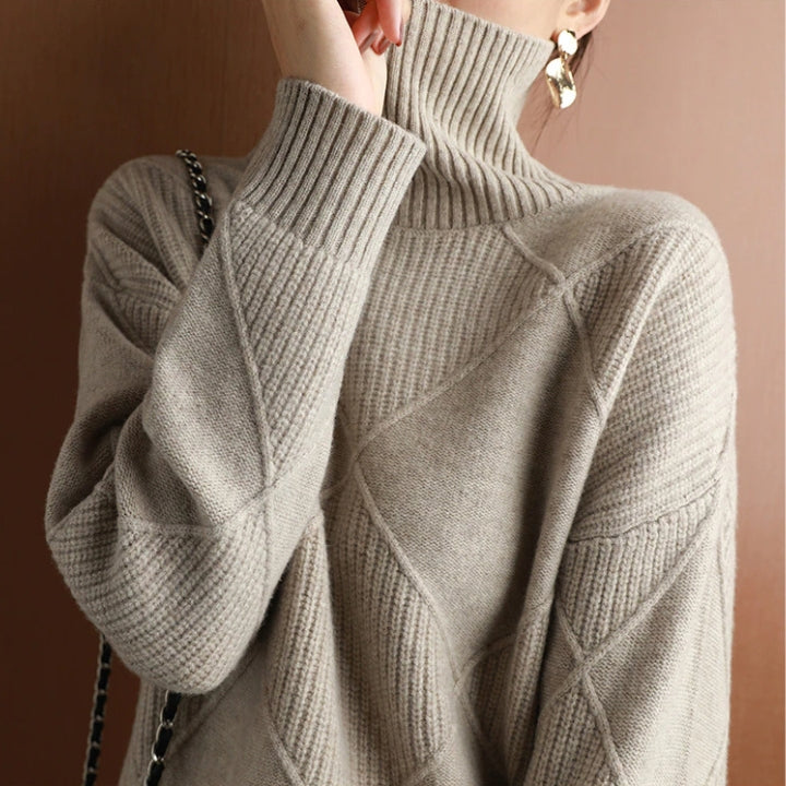Soft touch women's knit turtleneck, designed for comfortable everyday wear.