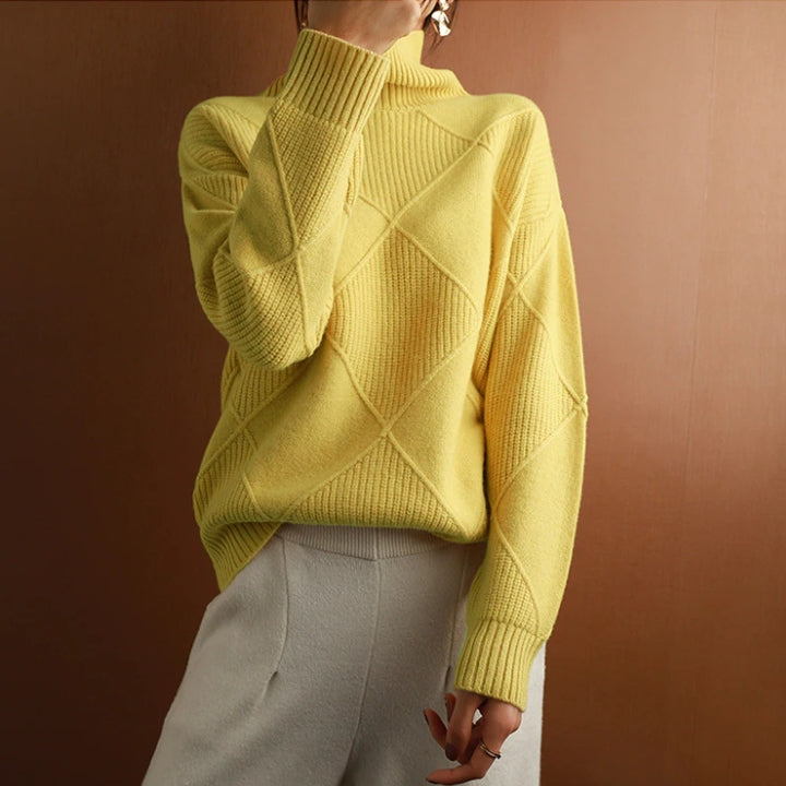 Effortless women's casual turtleneck, a staple for cozy fall & winter looks.