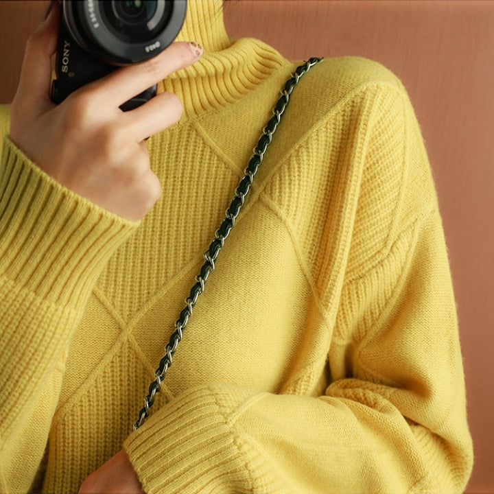 Soft knit turtleneck sweater for women, comfortable & elegant fall/winter apparel.