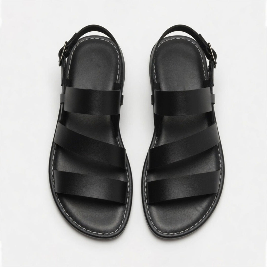 Fashionable women's open-toe flat sandals, crossover strap design, perfect for everyday chic.