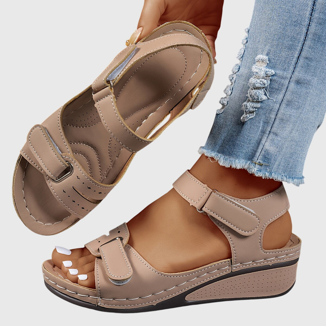Women's stretchable orthopedic sandals with sparkling crystals, arch support & non-slip grip.
