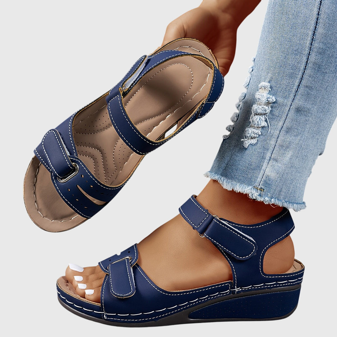 Comfortable women's crystal sandals for stable walking, arch support, elegant summer footwear.