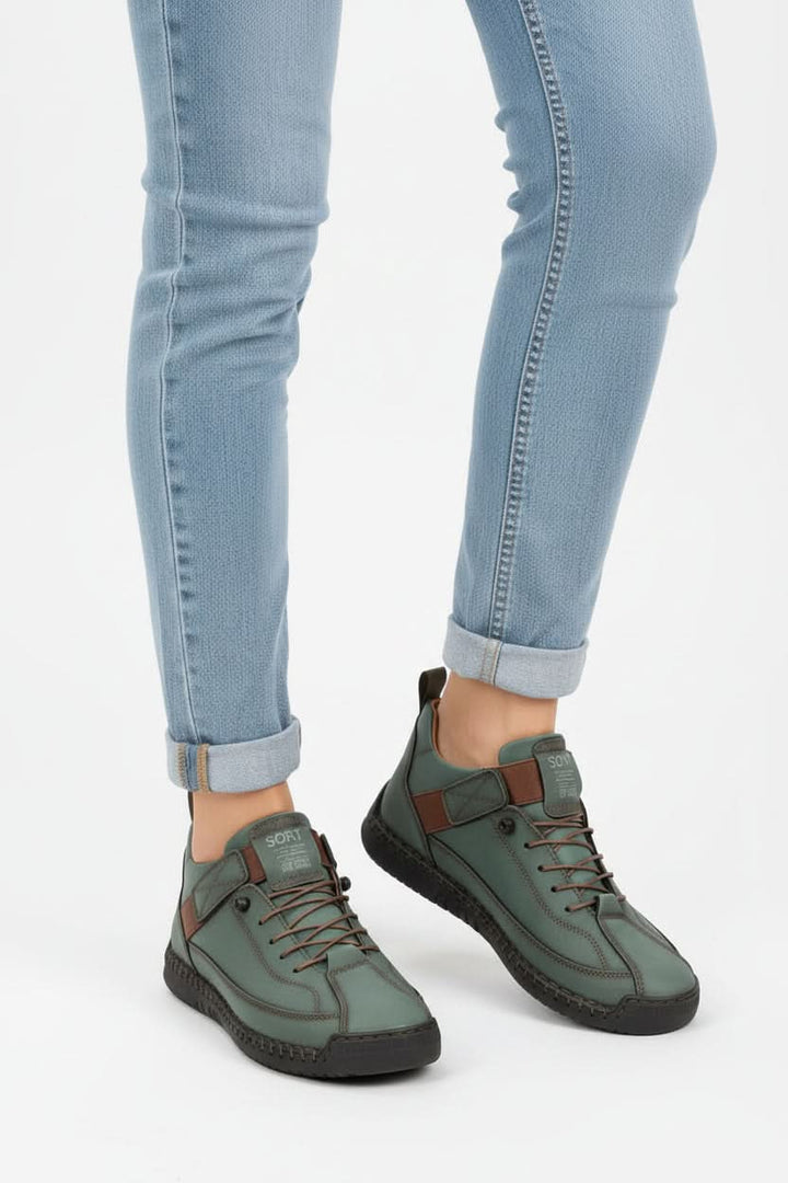 Breathable, lace-up women's wide walking shoes with cushioned insoles for everyday wear.
