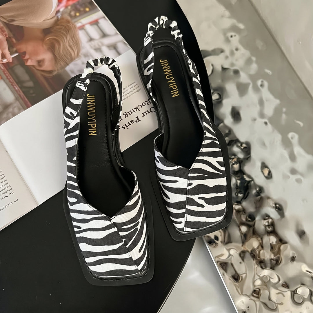 Chic women's square toe slingback block heel sandals, offering comfort and style for everyday summer outfits.