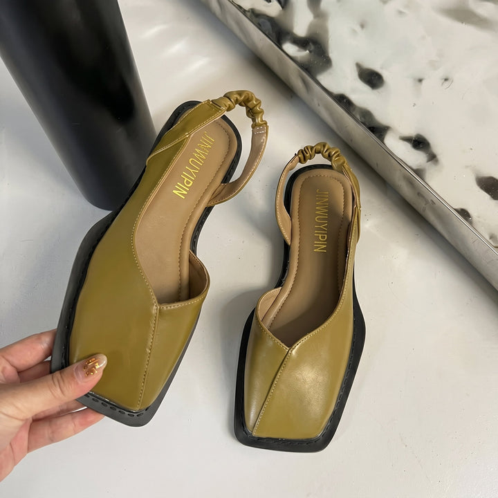 Women's Daisy comfortable block heel sandals, featuring an elegant square toe and secure slingback design.