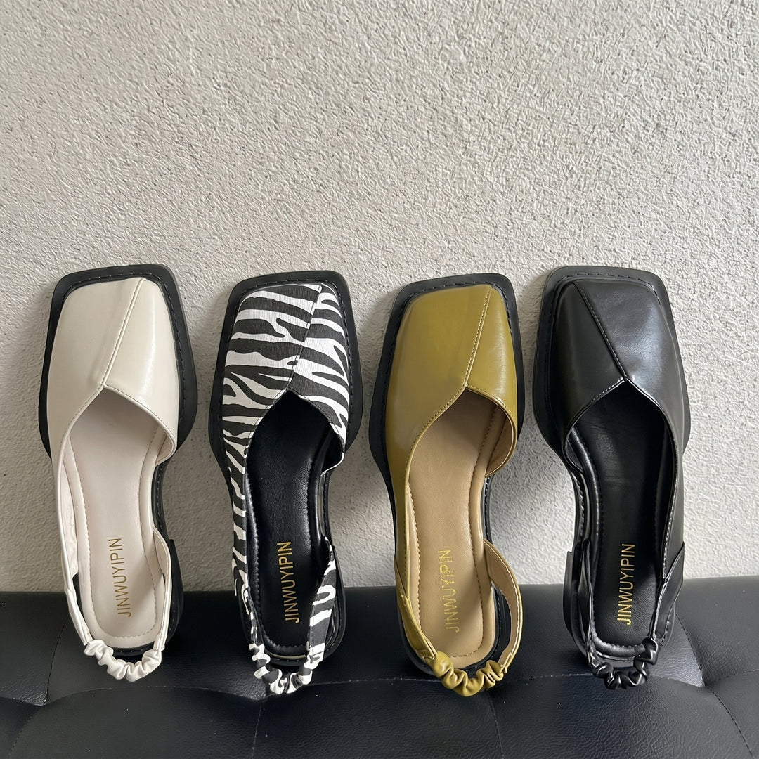 Stylish women's Daisy square toe slingback sandals with a sturdy block heel, perfect for versatile summer fashion.