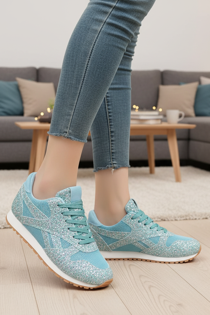 Sparkling women's casual sneakers, providing dazzling comfort for fashion-forward everyday looks.