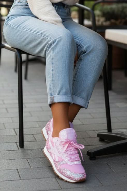 Sparkling women's fashion sneakers, perfect versatile slip-ons for athleisure style.