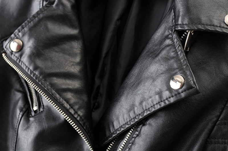 Edgy women's two-tone black biker jacket, a versatile outerwear staple for a modern and chic wardrobe.