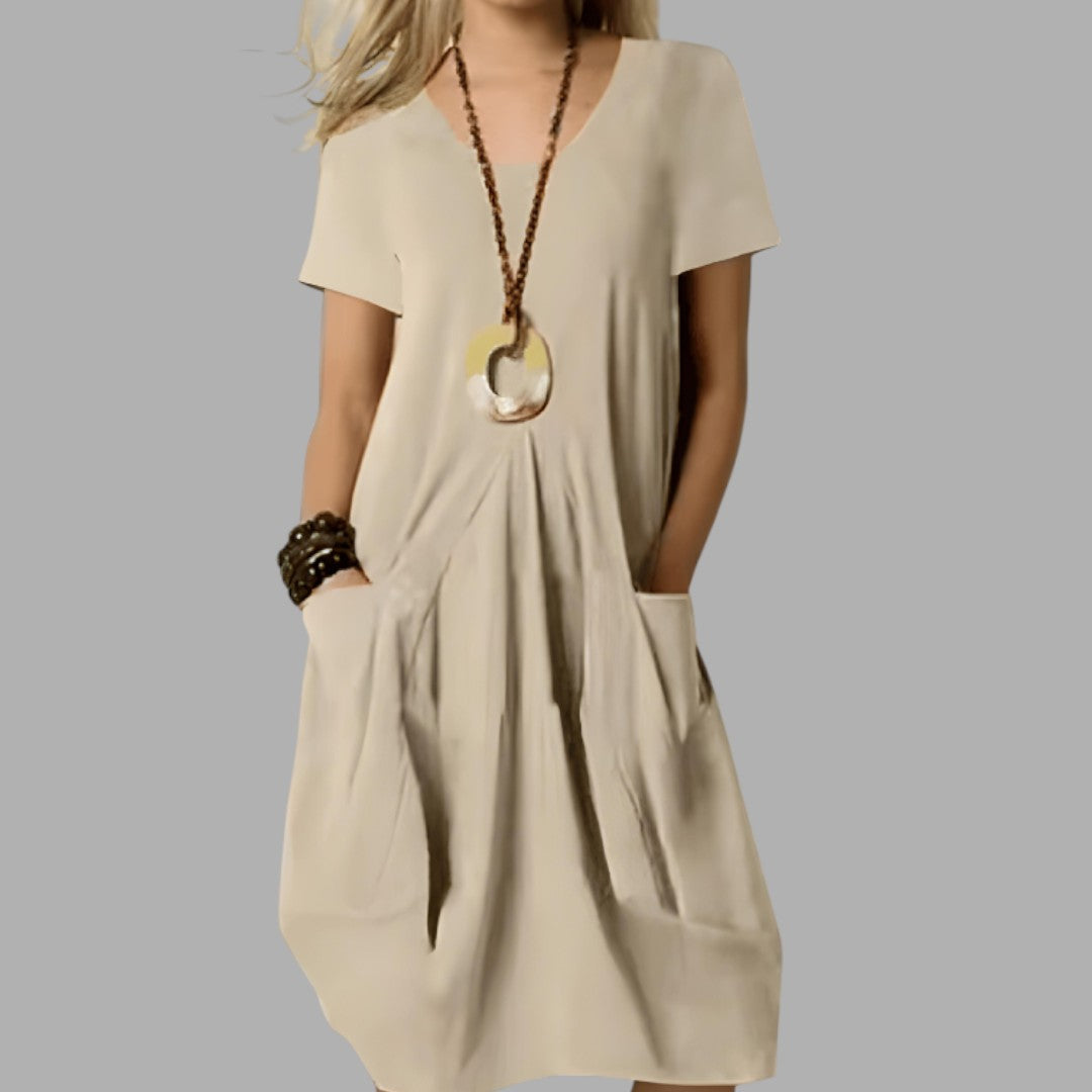 Comfortable women's casual midi dress, ideal for everyday wear. Versatile spring & summer day dress with a flattering fit.