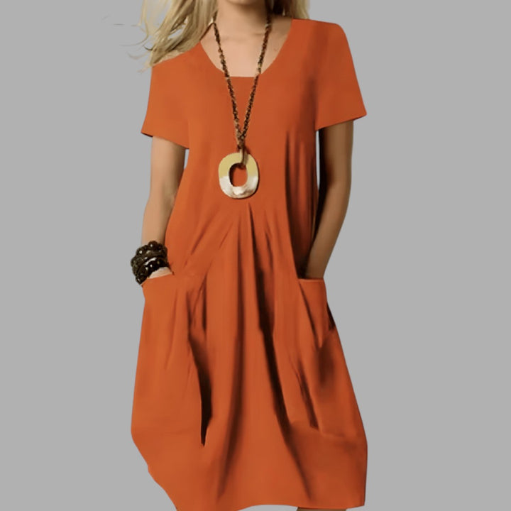 Stylish women's casual midi dress, perfect for spring & summer. Effortless everyday fashion with a comfortable, flattering fit.