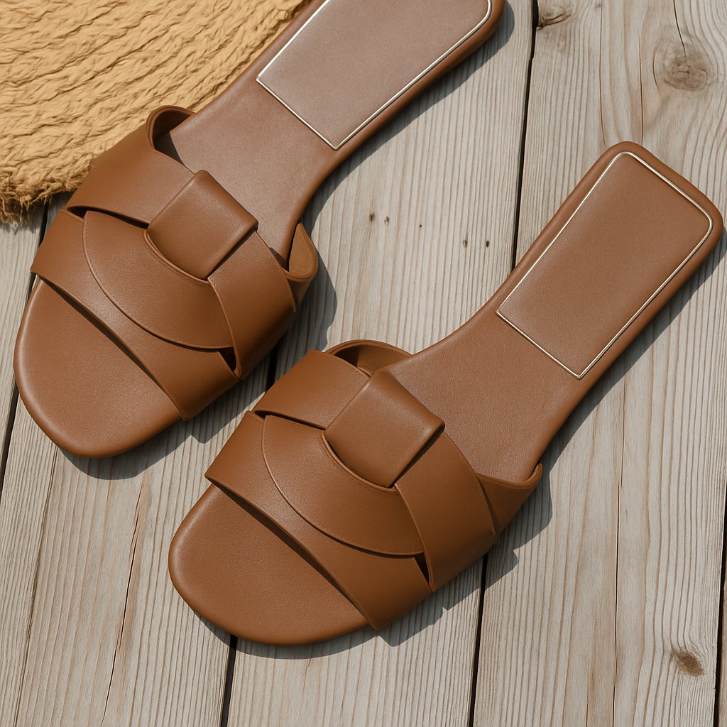 Minimalist women's slide sandals, ideal summer footwear for fashion-conscious comfort.