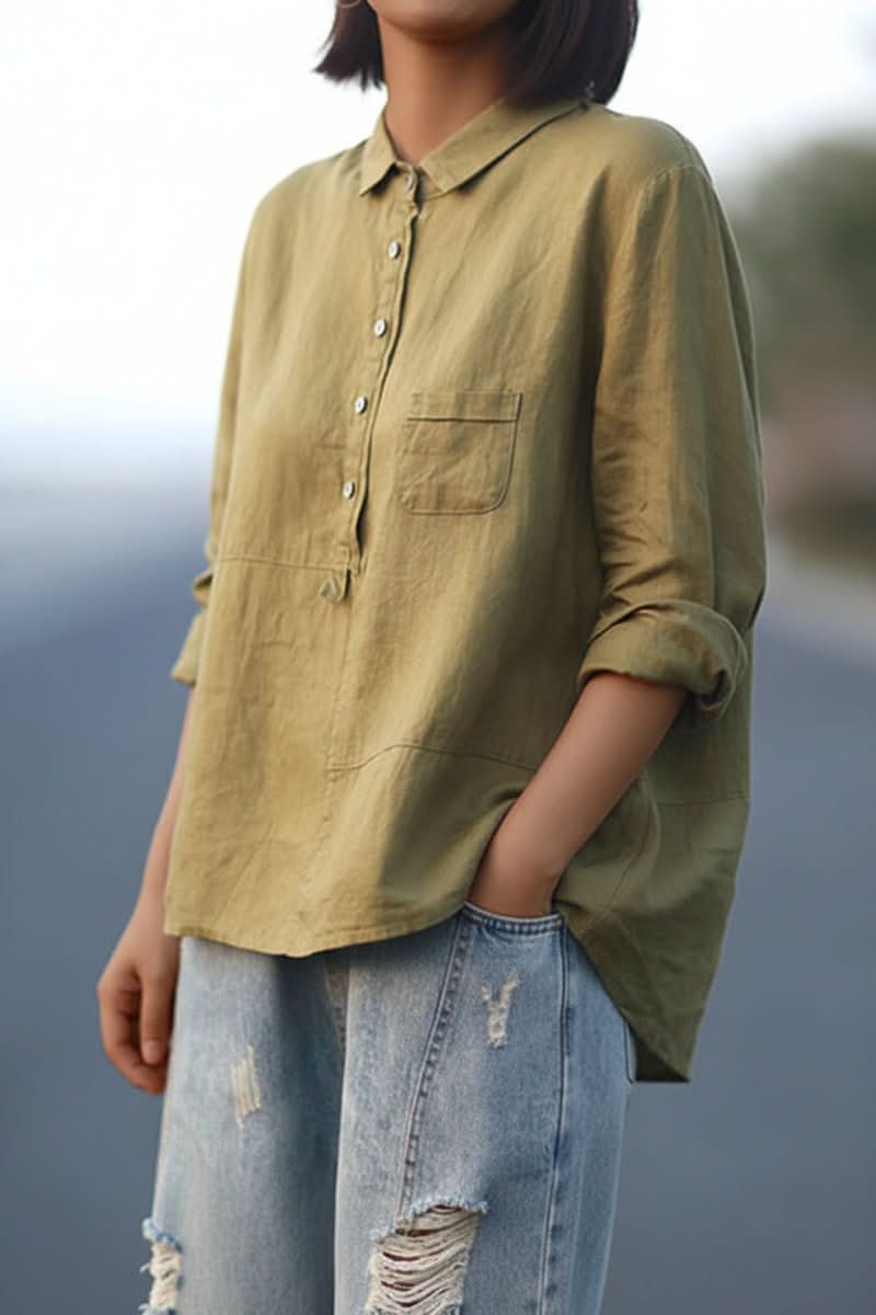 Women's effortless everyday blouse, long sleeve casual top for comfort & style. Relaxed fit women's apparel.