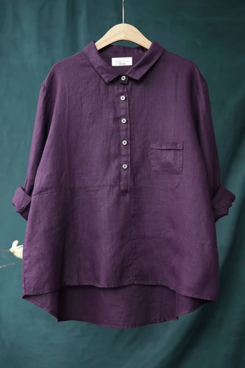 Effortless women's casual blouse, a comfortable and stylish long sleeve top for daily wear.