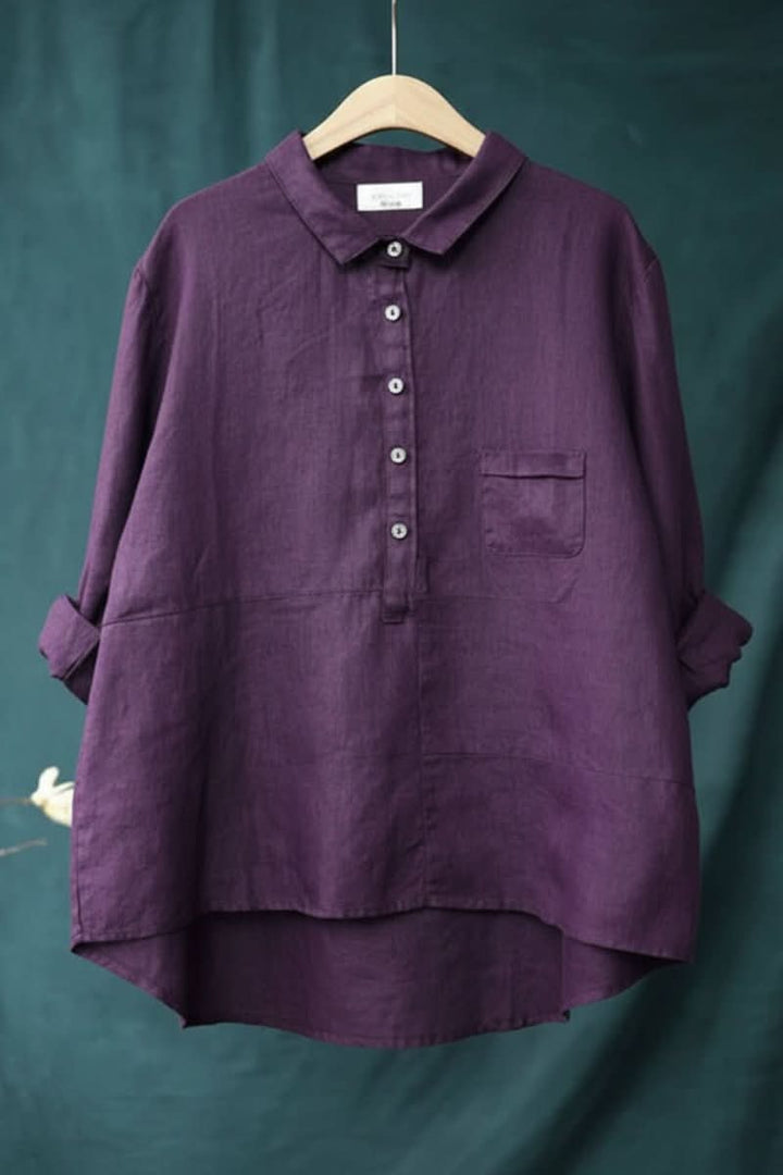 Effortless women's casual blouse, a comfortable and stylish long sleeve top for daily wear.