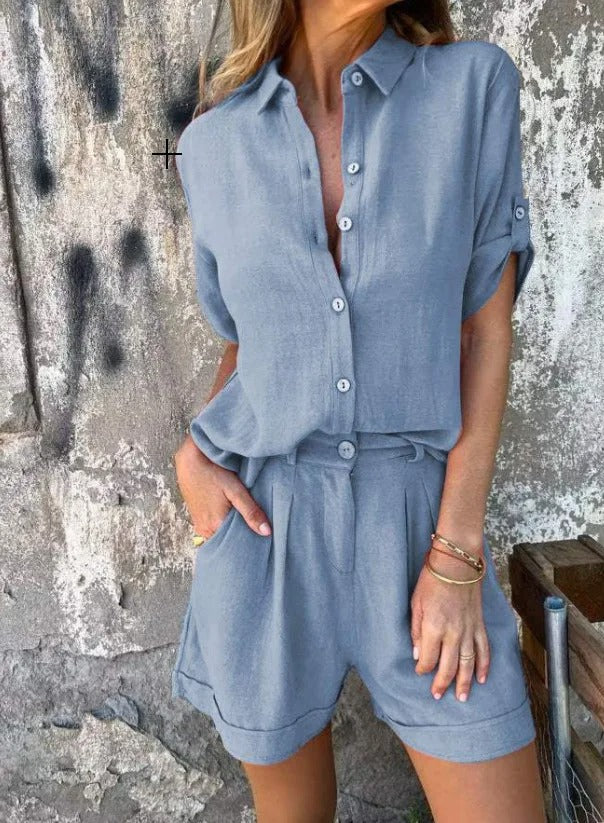 Versatile women's matching shorts & top. Effortless lightweight design for casual, lounge, or summer fashion.