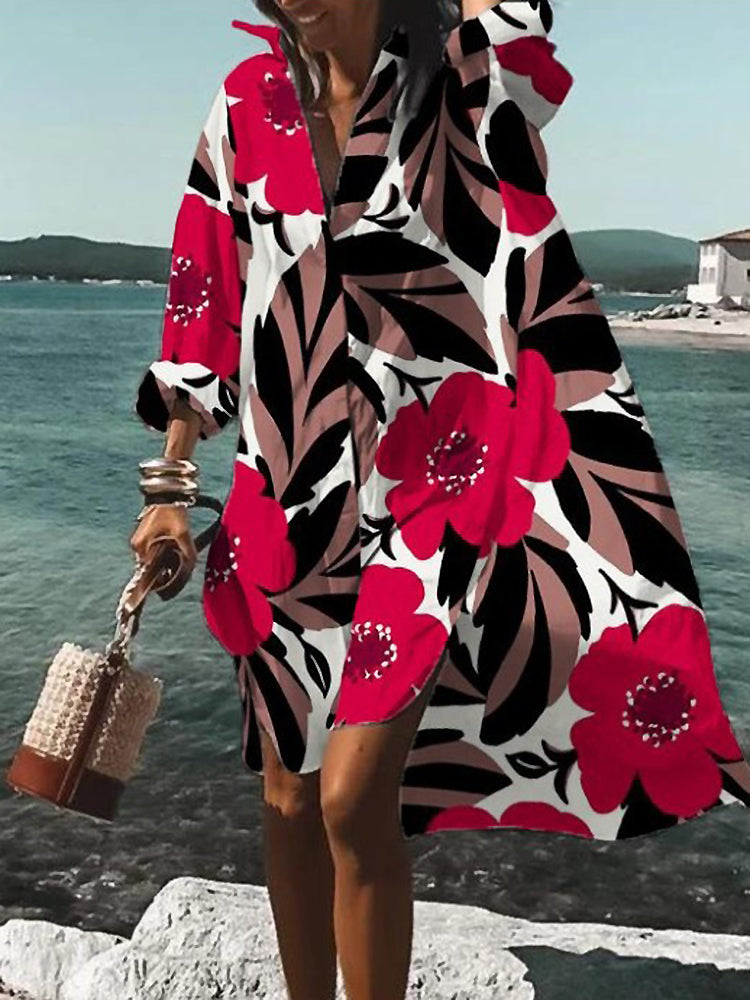 Women's effortless midi shirt dress with button closure & short sleeves, perfect for casual summer wear.