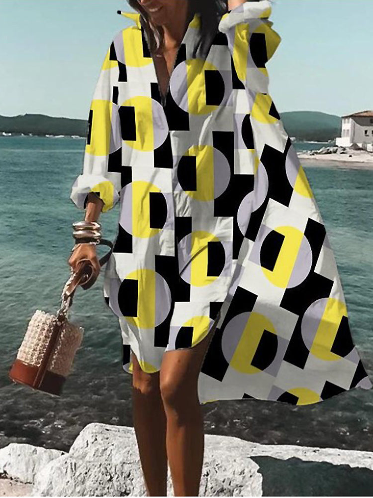 Effortless women's button-front midi shirt dress with short sleeves, perfect for casual summer days.