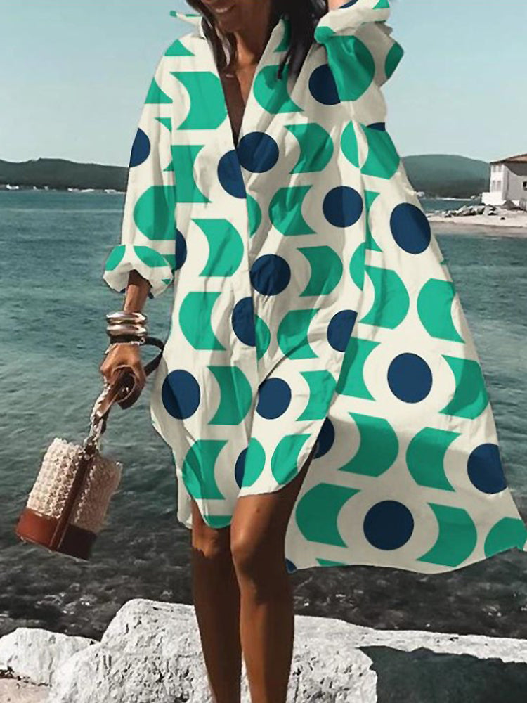 Summer midi shirt dress for women, an effortless casual style with short sleeves and full button front.