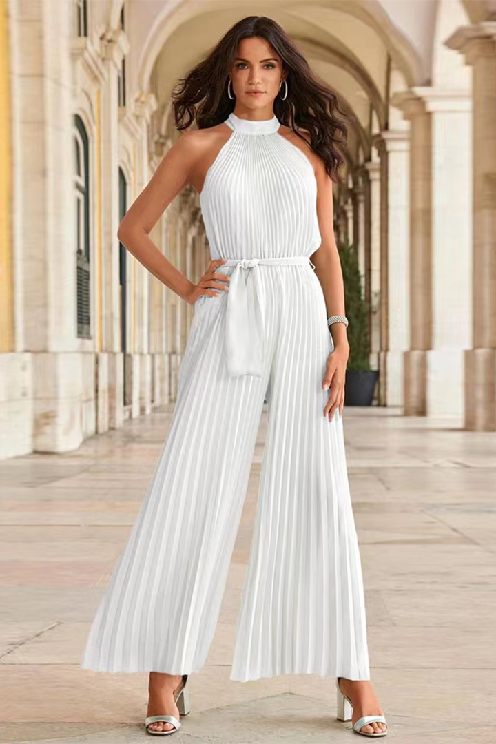 Women's chic pleated jumpsuit, designed for effortless style & ultimate comfort, a modern clothing essential.