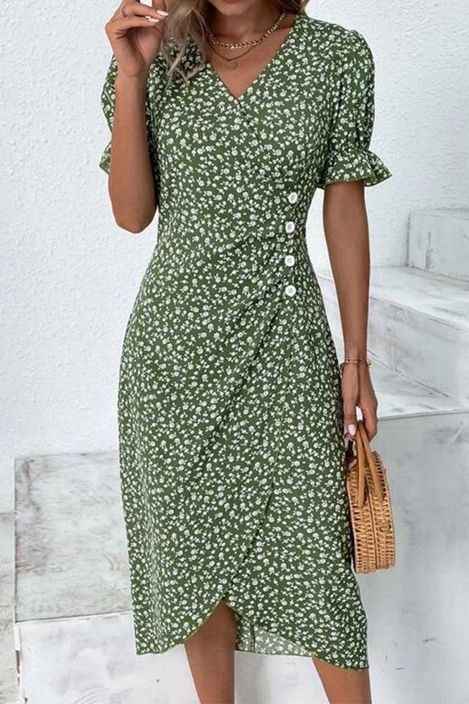 Women's effortless pleated midi dress, flowy & elegant for day to night comfort.