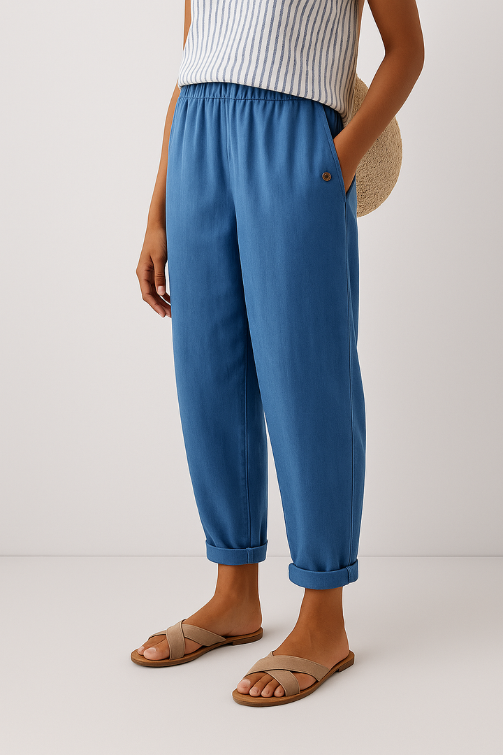 Comfortable & chic women's relaxed fit ankle pants. Great for everyday wear, modern look, and effortless style.