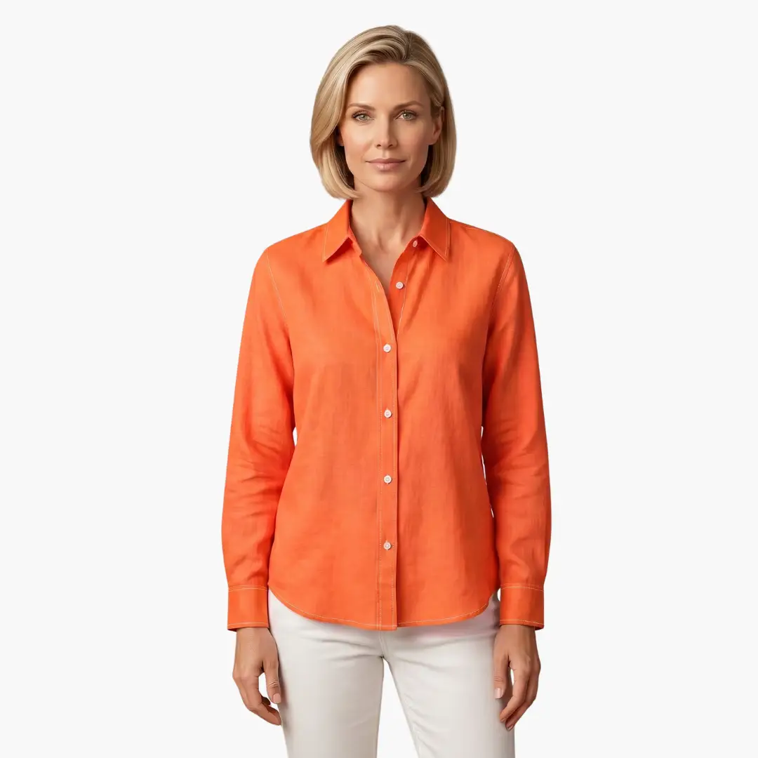 Women's casual long sleeve button-up shirt with an effortless, relaxed fit, easy to style.