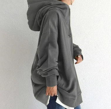 Women's Effortless Relaxed Fit Full Zip Hoodie. Soft, comfortable, perfect for casual wear & layering.