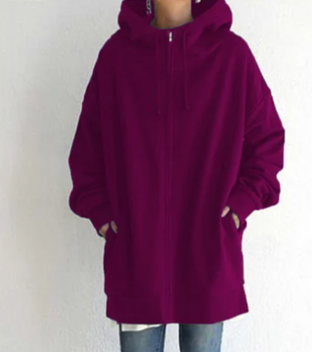 Women's relaxed fit full-zip hoodie. Perfect for walks, gym, or casual outdoor activities. Athleisure.