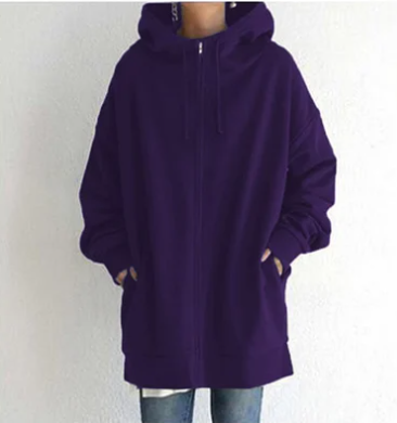 Fall/Winter women's relaxed fit full-zip hoodie. A cozy layering top for chilly days and casual style.