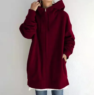 Ultra-comfortable women's full-zip hoodie, relaxed fit. Perfect for everyday casual style & lounging.