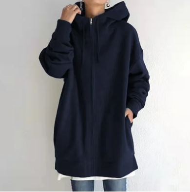 Women's Effortless Relaxed Fit Full Zip Hoodie. Cozy, versatile, stylish, and perfect for layering.
