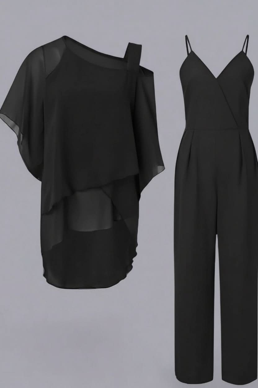 Chic women's two-piece set, a versatile outfit transitioning effortlessly from day to night.