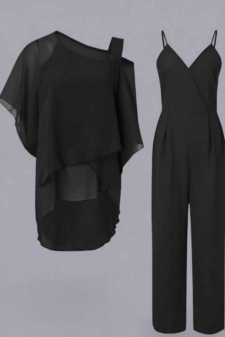 Chic women's two-piece set, a versatile outfit transitioning effortlessly from day to night.