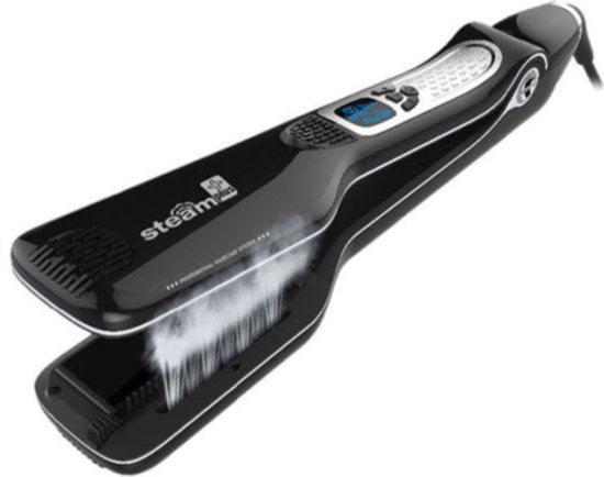 Professional Elara steam straightener for women, providing sleek hair styling with advanced ceramic plates.