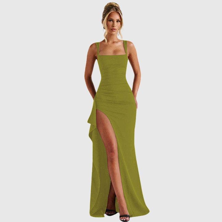 Glamorous women's bodycon maxi dress, formal evening gown for wedding guests.