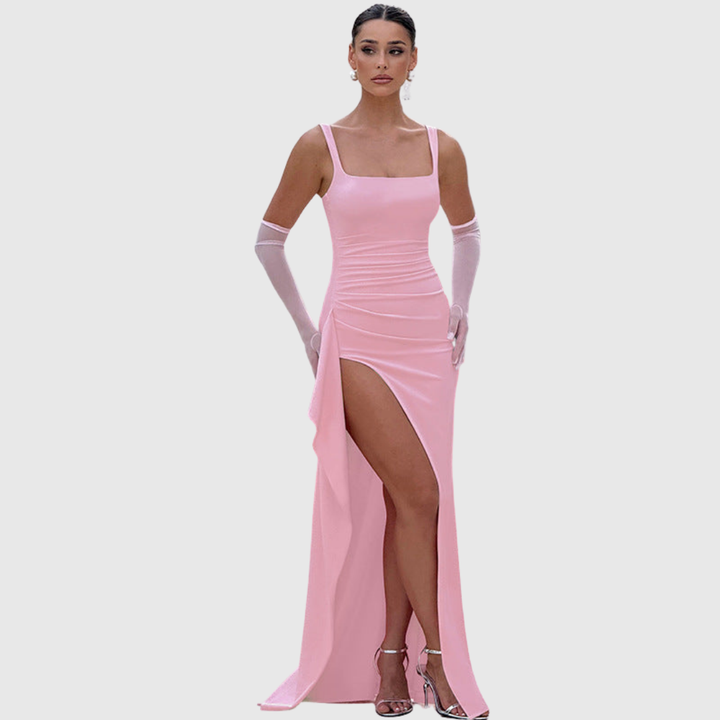 Luxurious women's elegant bodycon maxi dress, an exquisite formal evening gown.