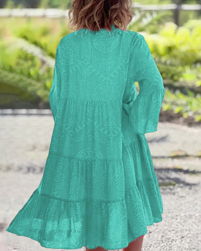 Printed Boho Chic Midi Dress for women, elegant and versatile. Your go-to summer casual & party outfit.
