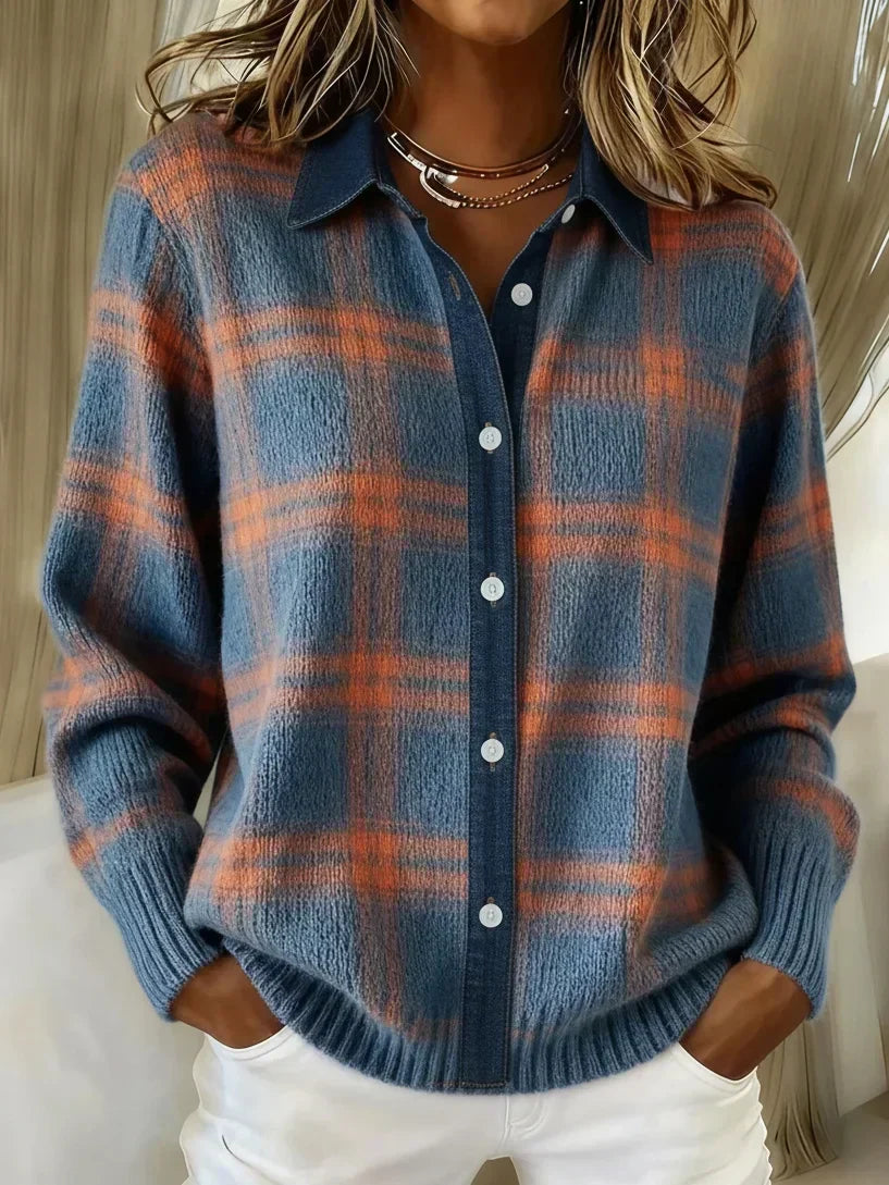 Women's elegant dark blue relaxed fit blouse. Chic and versatile everyday top.