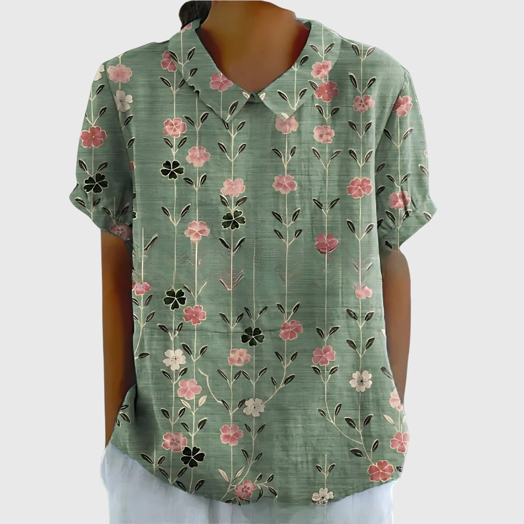 Women's elegant floral long sleeve blouse, perfect for everyday style and spring fashion.
