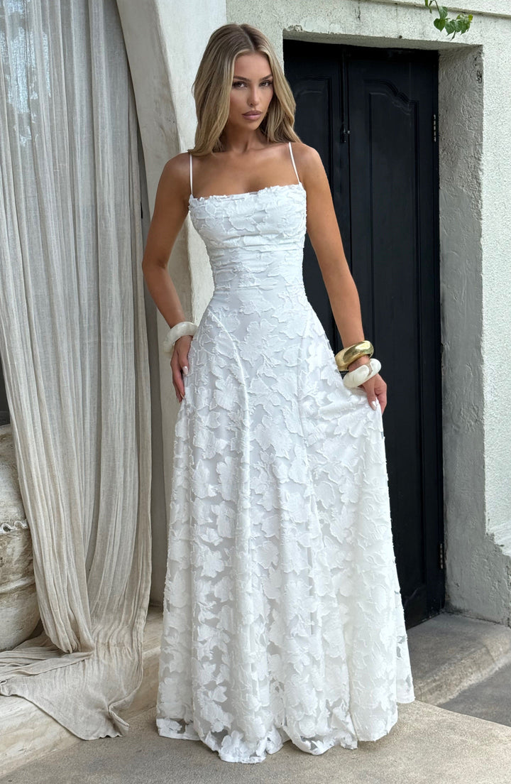 Women's party-ready floral long dress with an exquisite waterfall neckline and comfortable, flowy design.
