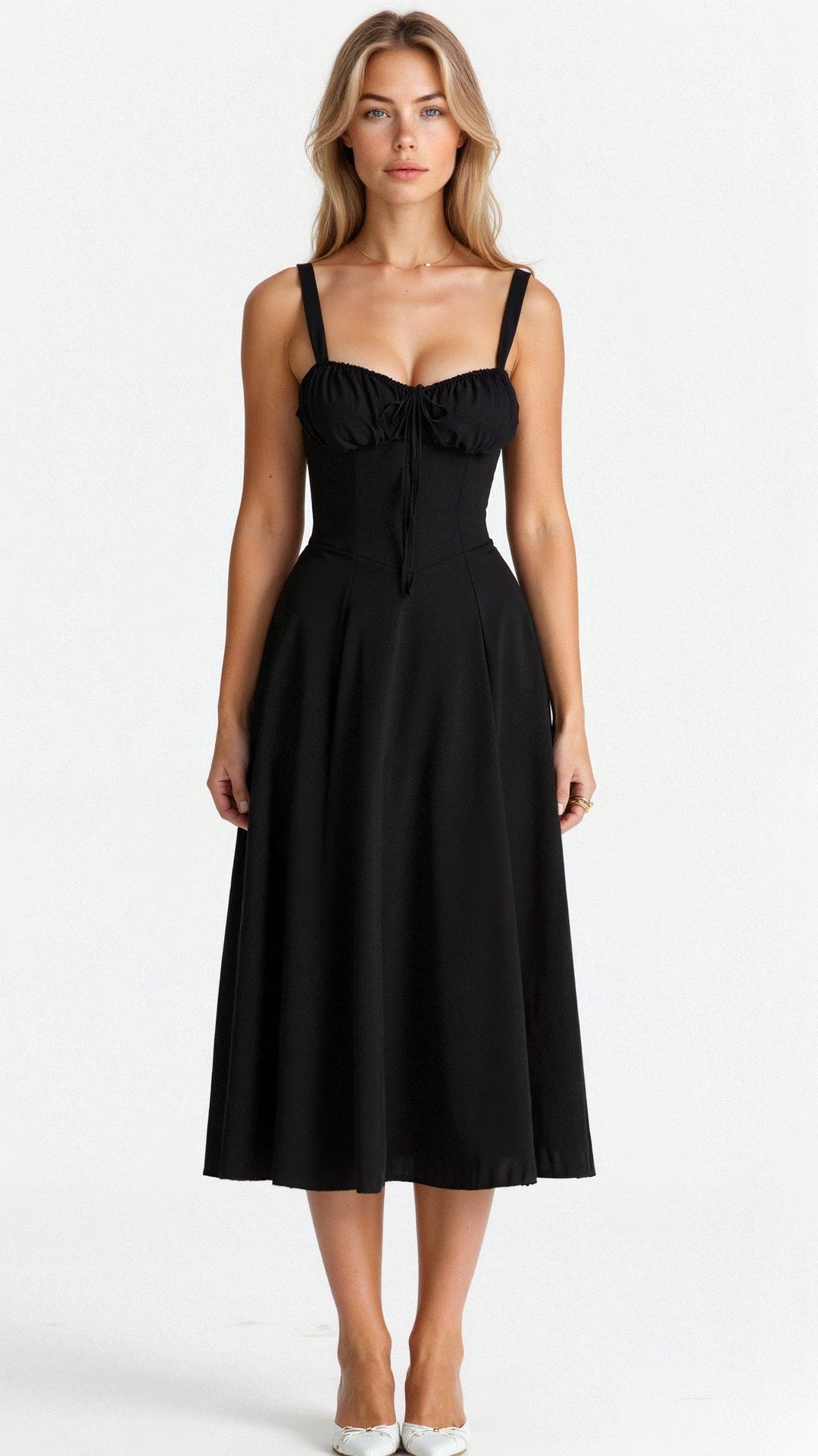 Chic women's floral midi dress with a flattering corset top & stylish high side slit.