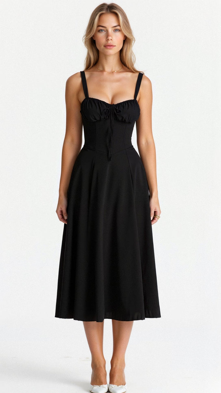 Chic women's floral midi dress with a flattering corset top & stylish high side slit.