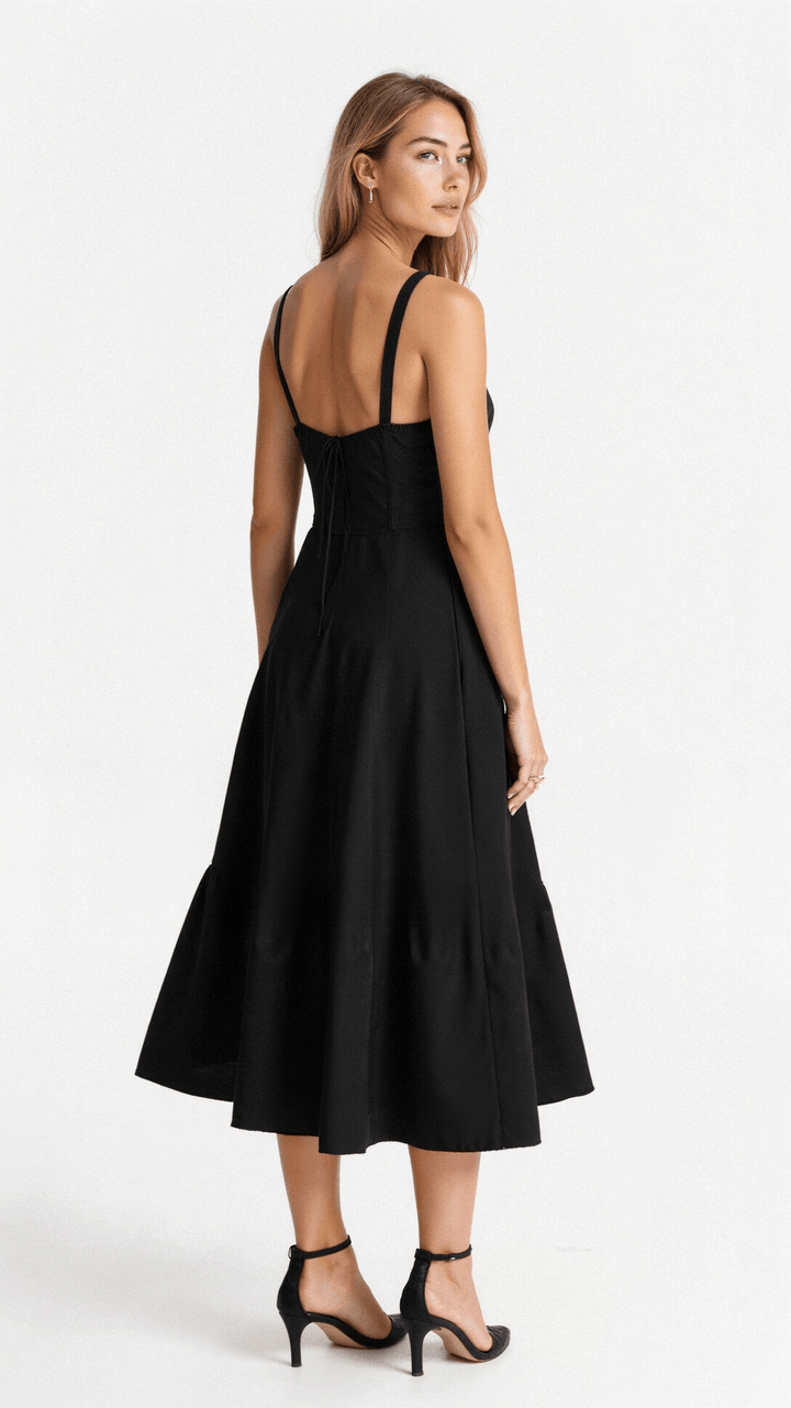 Beautiful floral corset midi dress for women, perfect for elegant formal wear & summer occasions.