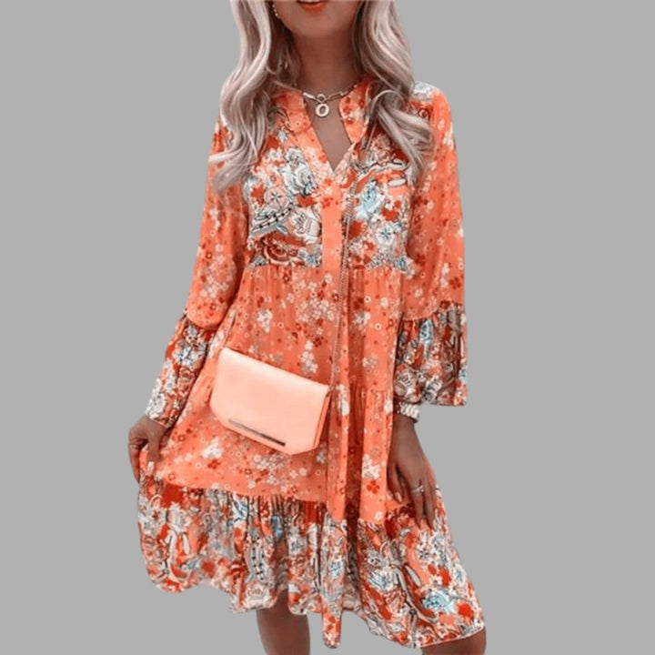 Comfortable & elegant women's floral midi dress. Perfect party dress for summer occasions, features a flowy design.